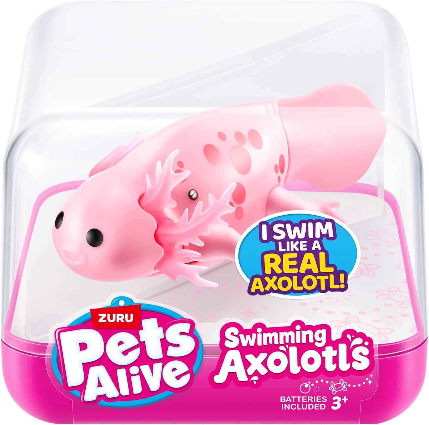 Pets Alive Swimming Axolotl - Pink - Dive Into An Enchanting World Of Underwater Fun With Pets Alive Swimming Axolotls! - Includes: 1 X Axolotl, 1 X Collector's Guide