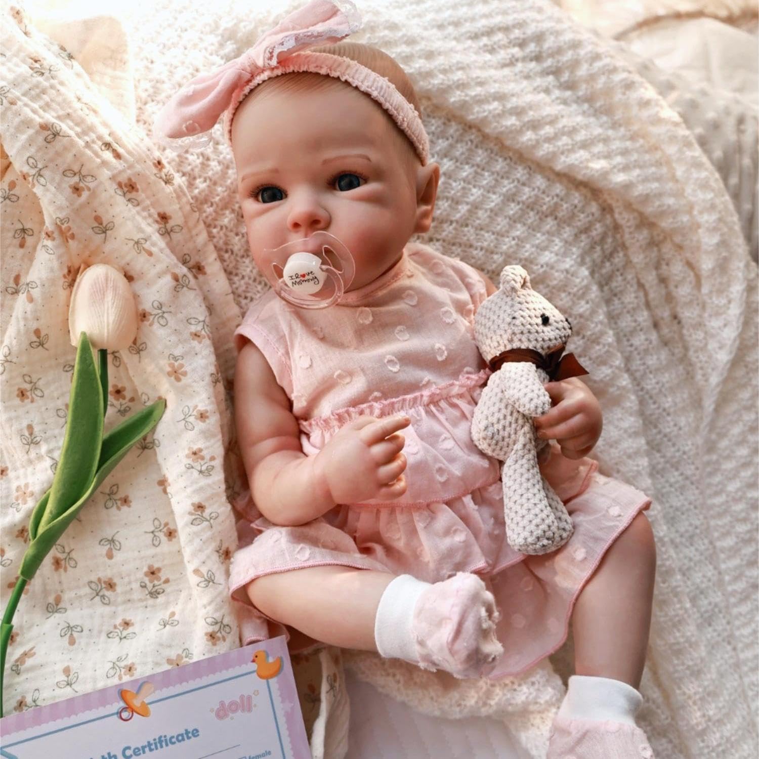 Pinky Reborn Dolls Full Body 18 inch 45 cm Lifelike Soft Vinyl Baby Girl Dolls Realistic Reborn Baby Doll Girl Toy with Anatomically Correct