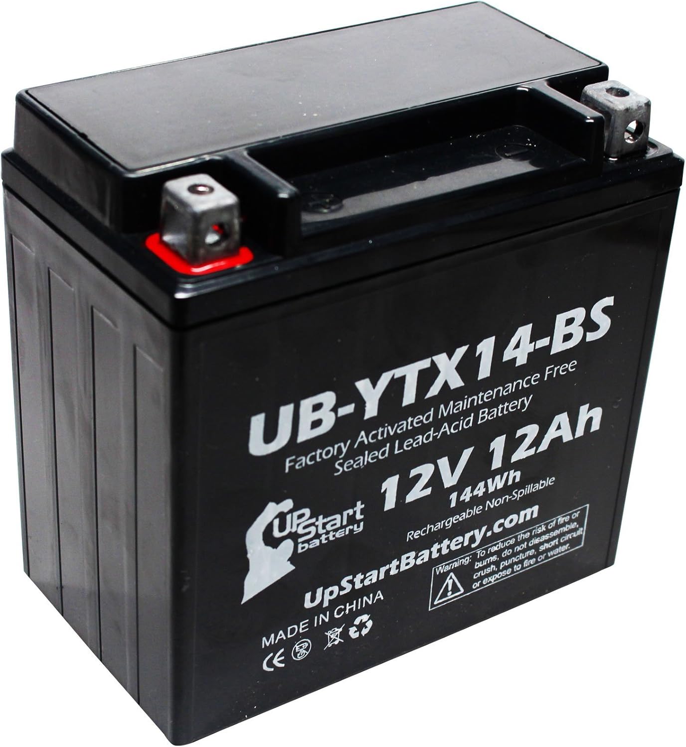 YTX14-BS Battery - Motorcycle Battery, ATV Battery 12V 12AH, UTV, 4 Wheeler, Snowmobile, Powersports Batteries - Compatible with Honda Rancher 350, Buell Blast, Yamaha - Sealed Lead Acid 12 Volt AGM
