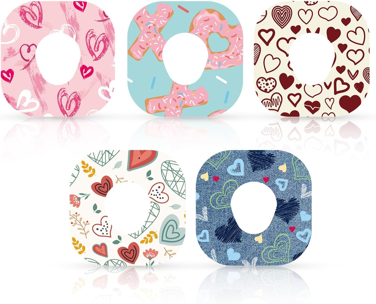 25pcs Adhesive Patches for Dexcom G7, Love Pattern CGM Sensor Covers Breathable Waterproof Overpatches Valentines Sticker Sensor Patches Compatible with Dexcom G7 (5 Styles)