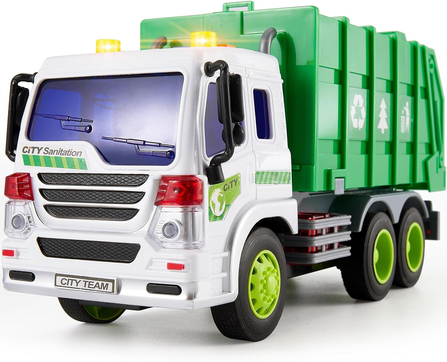 HERSITY Garbage Truck Bin Lorry Toys for 3+ Years Old Boys, Rubbish Trucks Dustcart Toy Cars with Lights and Sounds, Kids Gifts age 4 5 6 Children Girls