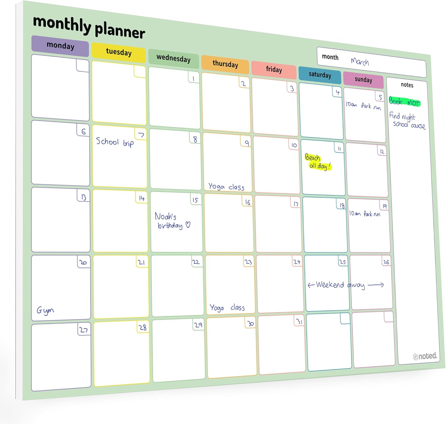 Monthly Planner Pad – A4 Undated Calendar and Scheduler - 52 thick 100gsm sheets for work, study and home planning