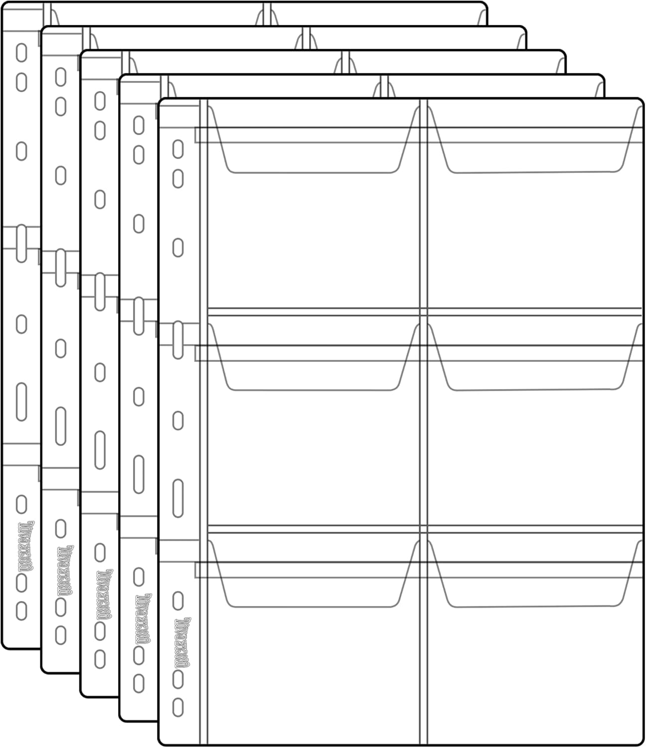 Uncle Paul Coin Collecting Pages 5 Sheets 6 Pockets Standard 9Hole Coin Pocket Inserts Collecting Sleeves for Coins CS03506
