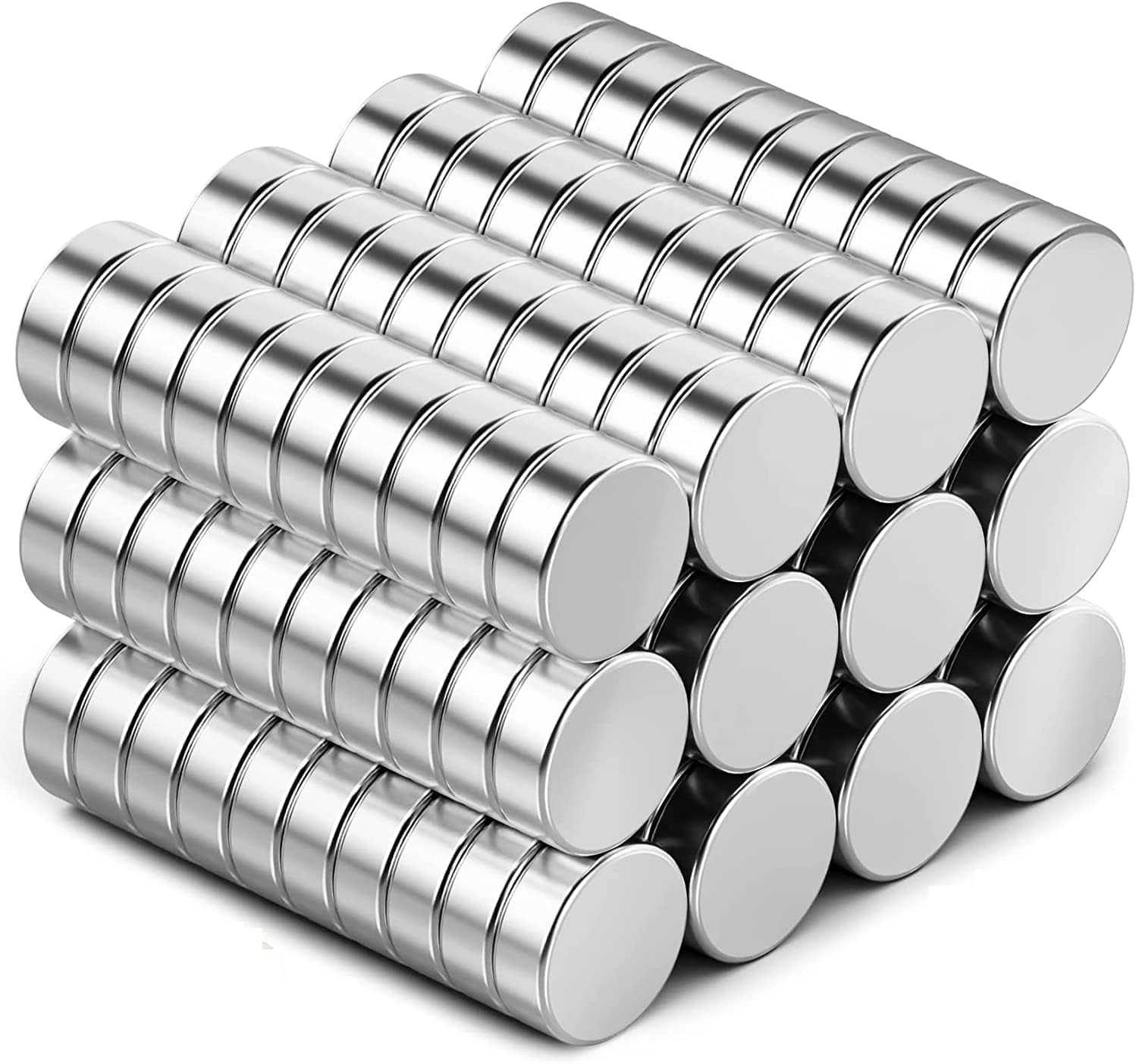 WATELL 40 Pcs Magnets, Neodymium Magnets For Whiteboard Strong Magnet Office and Home,6x3mm Fridge small Perfect tools fishing,Magnets classroom, Silver