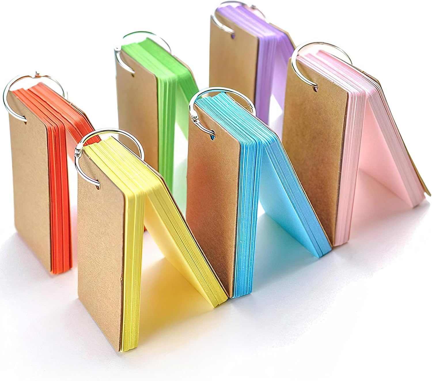 Koogel Flash Cards, 6 Pack 300 Revision Cards Index Cards Mini Notepads Blank Flashcards Study Cards on Ring