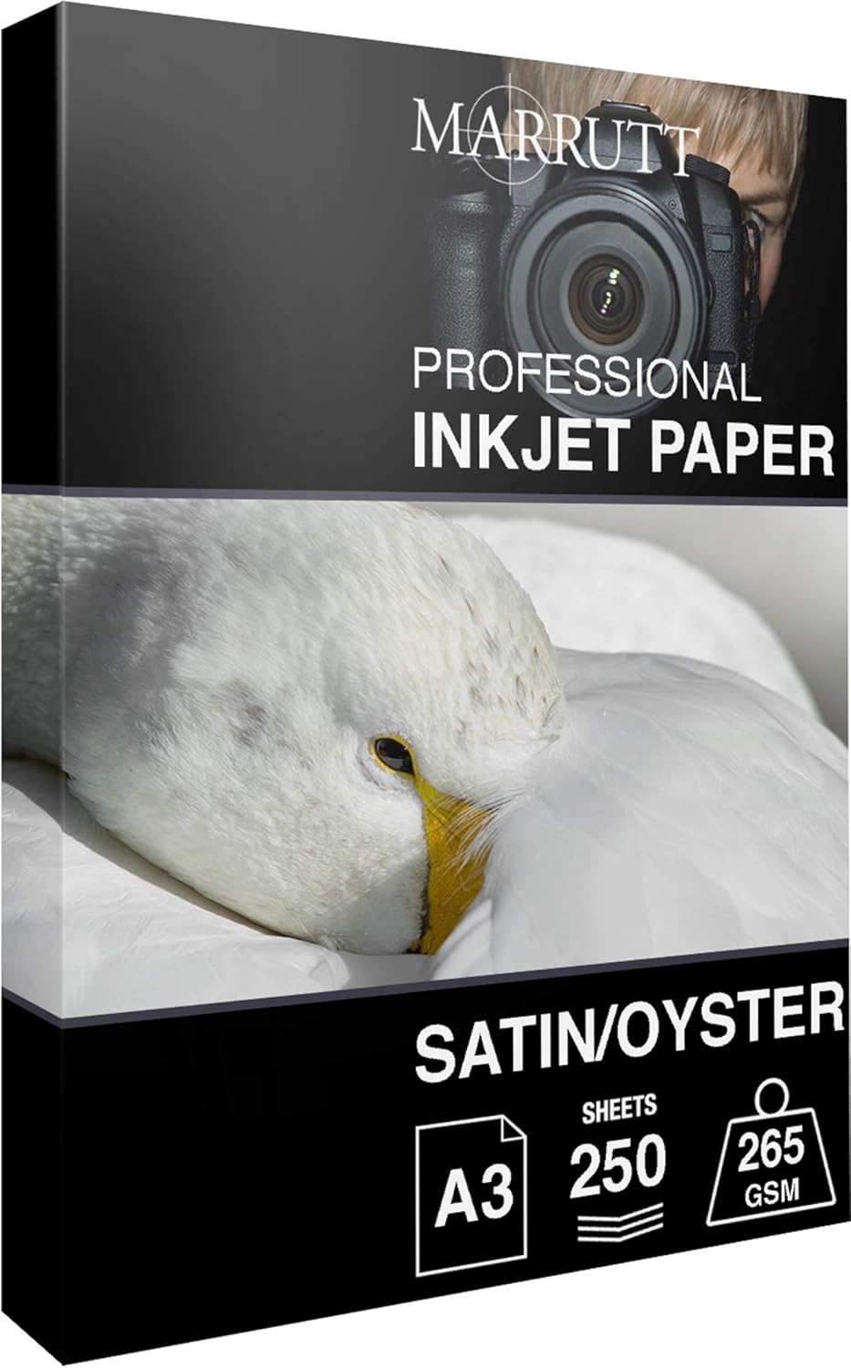 Marrutt 265gsm Pro Photo Satin/Oyster Inkjet Paper (A3-250 Sheets)