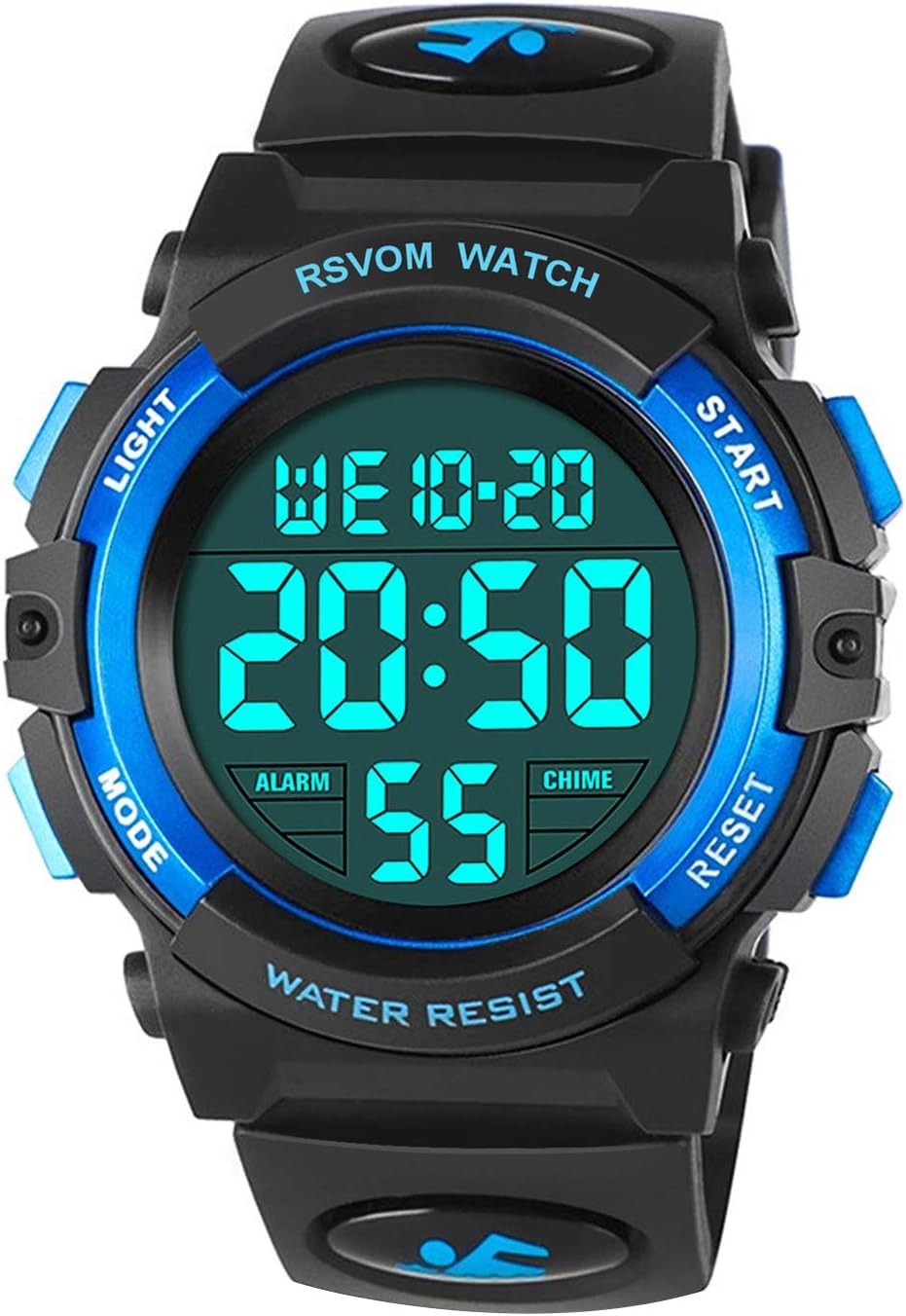 RSVOM Kids Boys Watches, Waterproof Outdoor Digital Sports Watch with Alarm/Stopwatch, Kids Digital Wrist Watches for Birthday Gifts/Gifts Blue, S, Strap, Blue, S, Strap