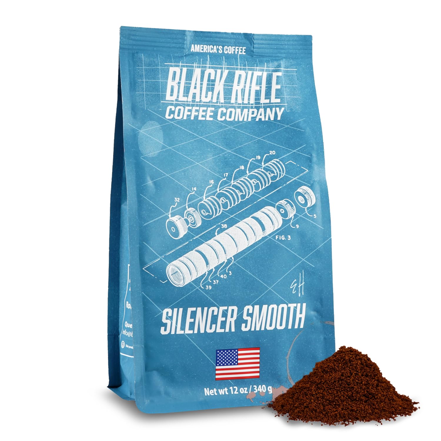 Black Rifle Coffee Company Ground Coffee Light Roast - Roasted Blend Made from Pure Arabica Beans - Colombian & Brazilian Beans - Veteran Founded & American Made (Silencer Smooth, 12oz Bag)