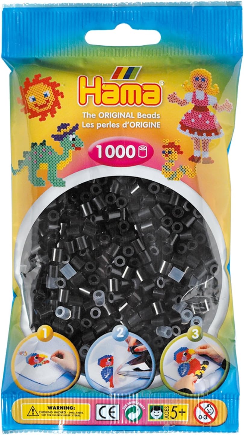 Hama 207-18 Beads - Black (1000 Midi Beads)