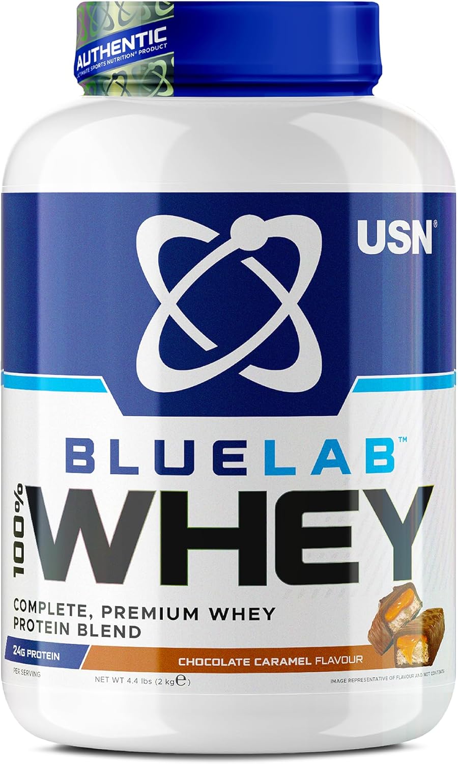 USN Blue Lab Whey Protein Powder: Chocolate Caramel - Whey Protein 2kg - Post-Workout - Whey Isolate - Muscle Building Powder Supplement With Added BCAAs