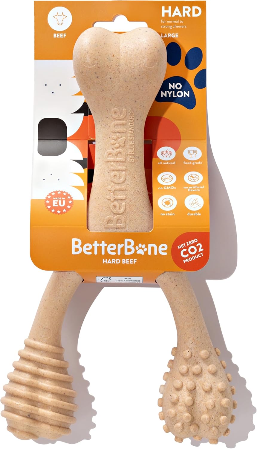 All-Natural, Nylon-Free Dog Chew Toys - Hard Density - Ideal for Strong to Aggressive Chewers - Non-Toxic, Promotes Dental Health, Splinter-Resistant, Sustainably Made