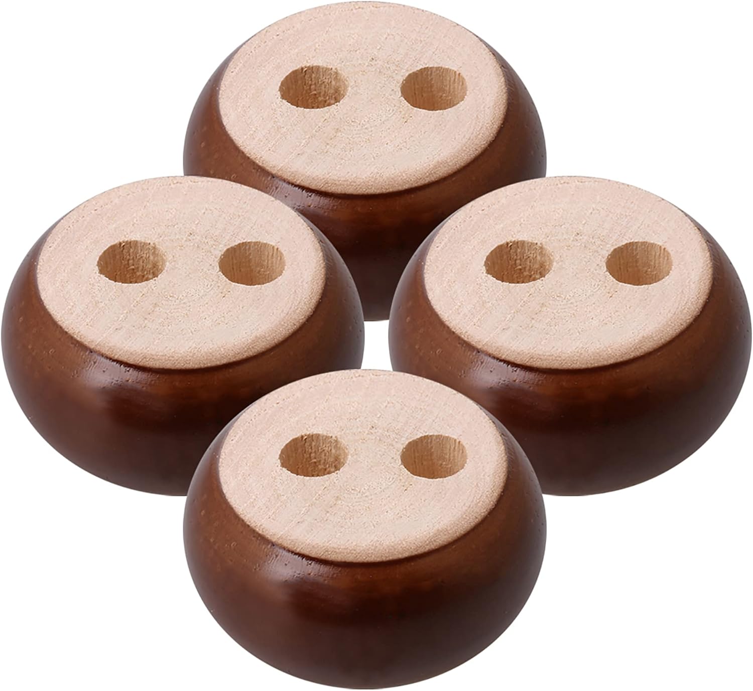 Homeswitch 4 Pieces High 3 cm Walnut Color Wooden Furniture Feet Round Cake Shape for Sofa TV Cabinet Bed Feet