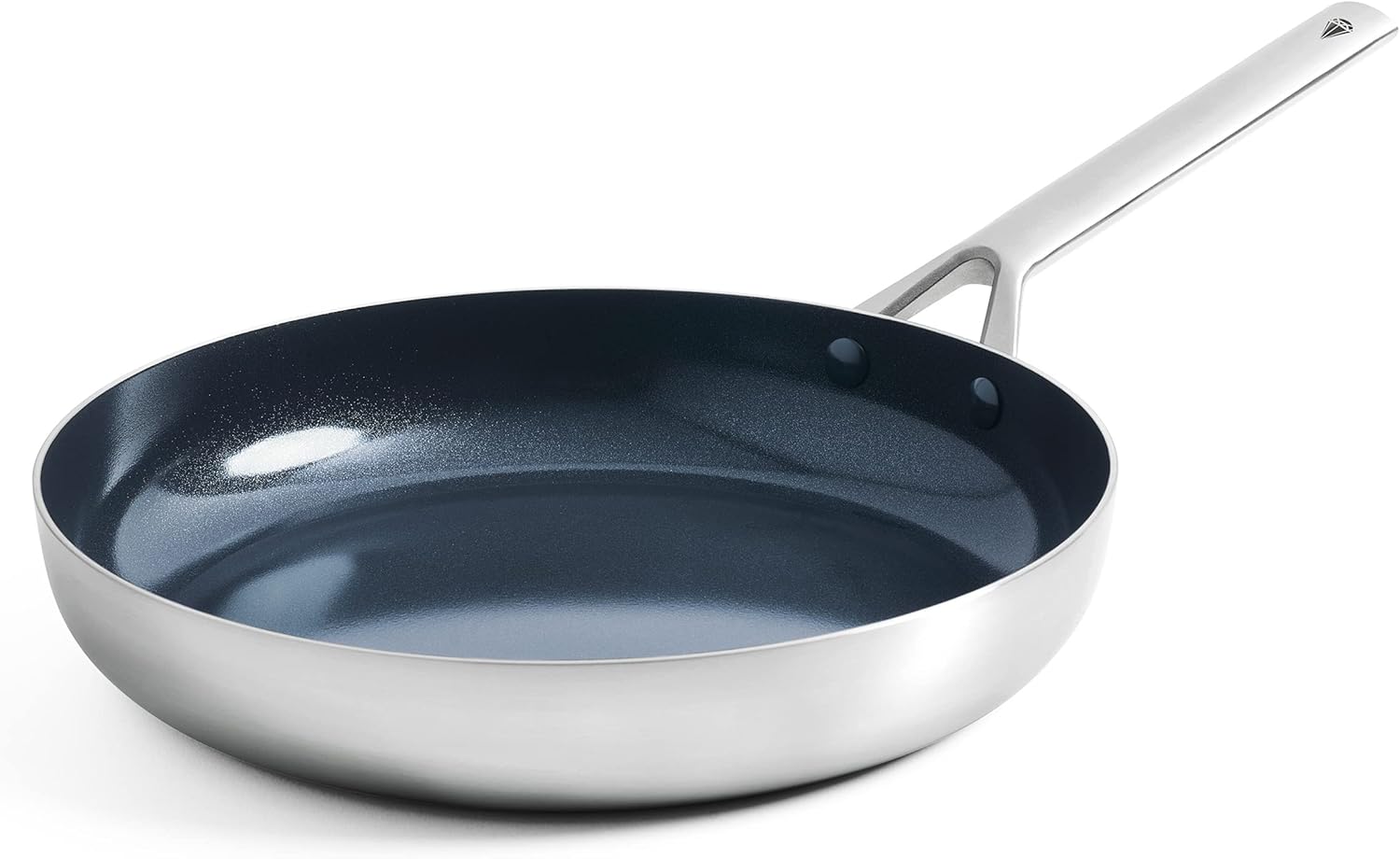 Blue Diamond Tri-Ply Stainless Steel 8" Frying Pan Skillet, Healthy Ceramic Nonstick, PFAS-Free, Multi Clad, Induction, Dishwasher and Oven Safe, Durable, Versatile Kitchen Essential, Silver