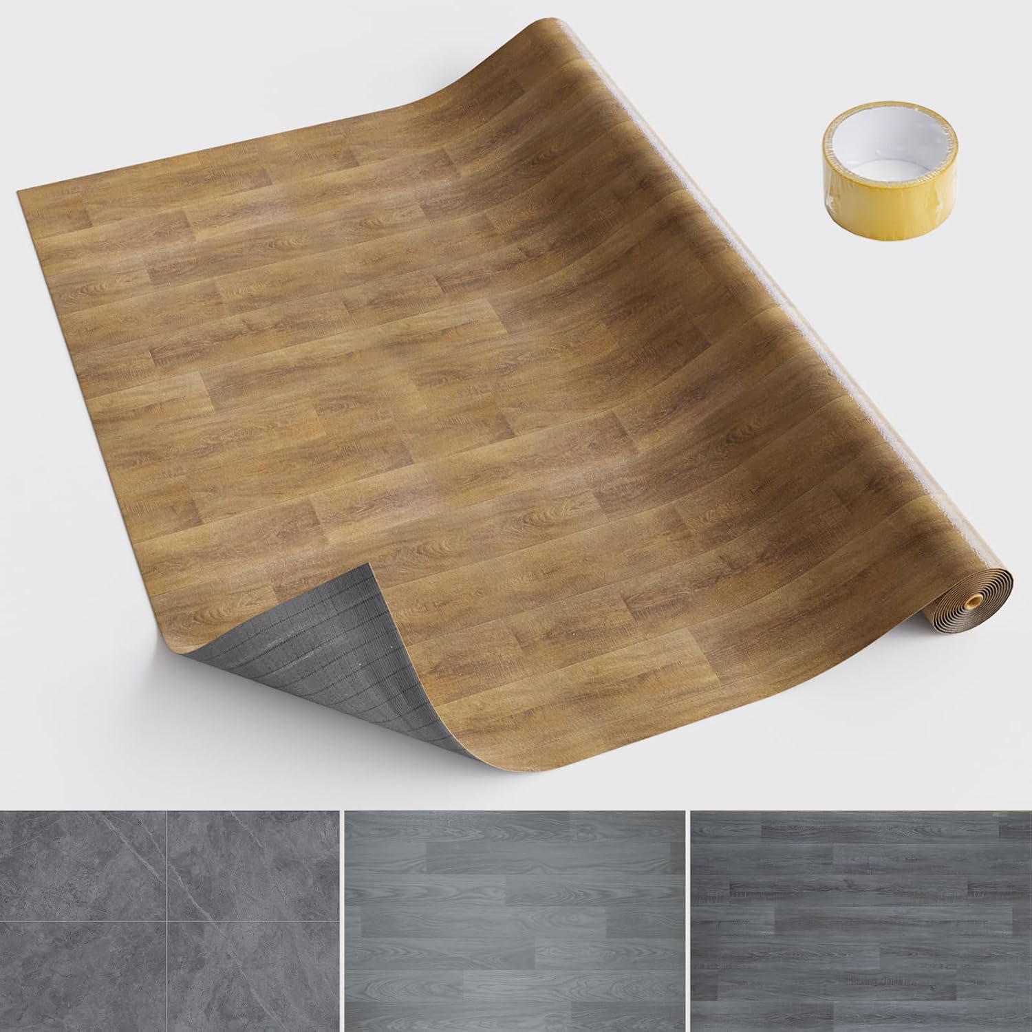 Homease Vinyl Flooring Roll, Versatile PET Leather-Like Floor Covering - Waterproof & Durable, Nature Oak Vinyl Plank Flooring, Easy to Install, Ideal for Rentals & Home Decor - 39.4x118 Inches