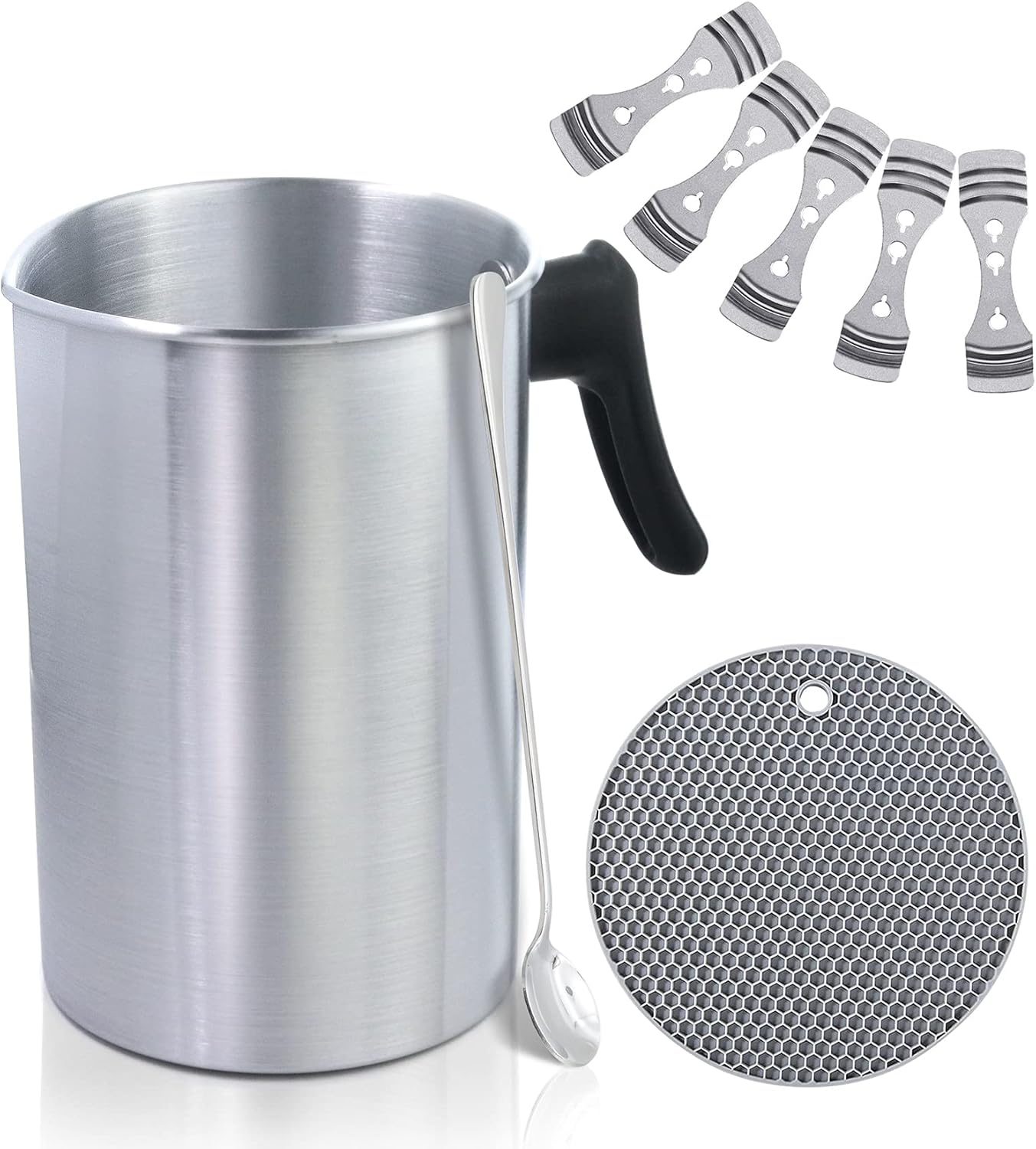 JULWHISPER Candle Making Wax Melted Pot, Pouring Pot, Double Boiler Pot for Soy Candle Making, Heat-Resisting Handle - Capacity: 3L