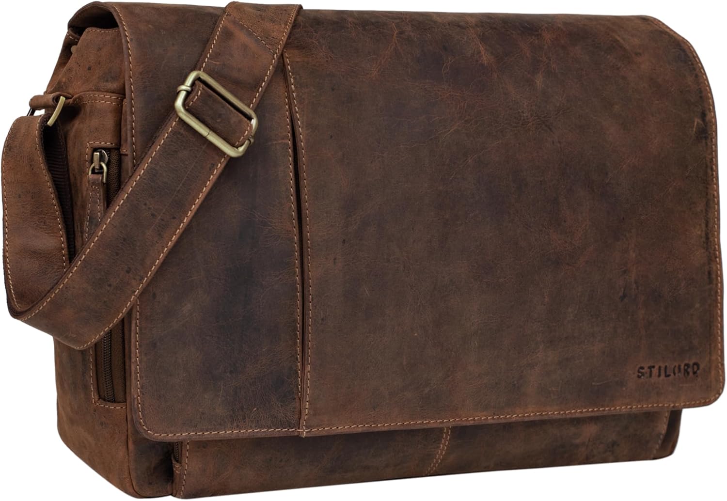 STILORD Vintage Shoulder Bag Leather for Men and Women Messenger Bag XL Cross-Body for 15.6 inches Laptop MacBooks in Genuine Buffalo Leather