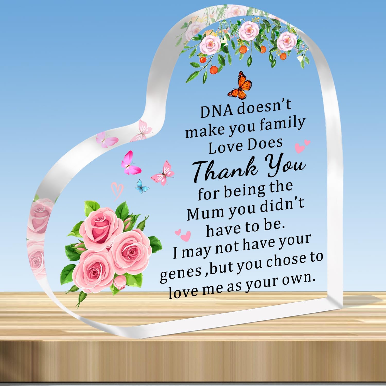 Step Mum Gifts Step Mum Acrylic Heart Plaque Christmas Birthday Mother’s Day Gifts for Step Mum Mother In Law Stepmother Present from Daughter Son Kids
