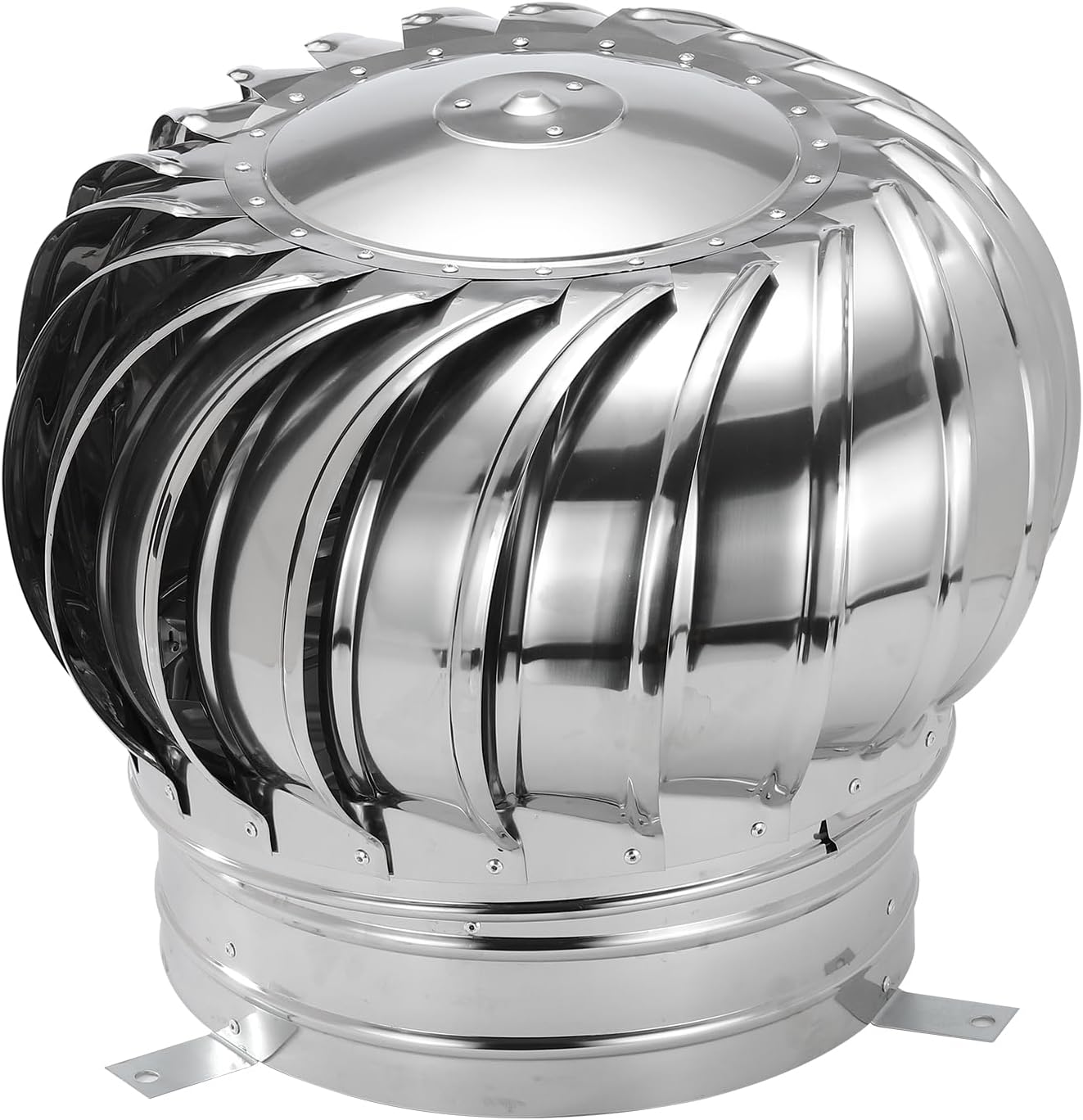 PATIKIL 11.8 Inch Exhaust Cap Roof Flue Vent Stainless Steel Roof Vent Wind Turbine Cap Cover Round Rotation Flue Vent for Outside Chimney Cover Flue Caps