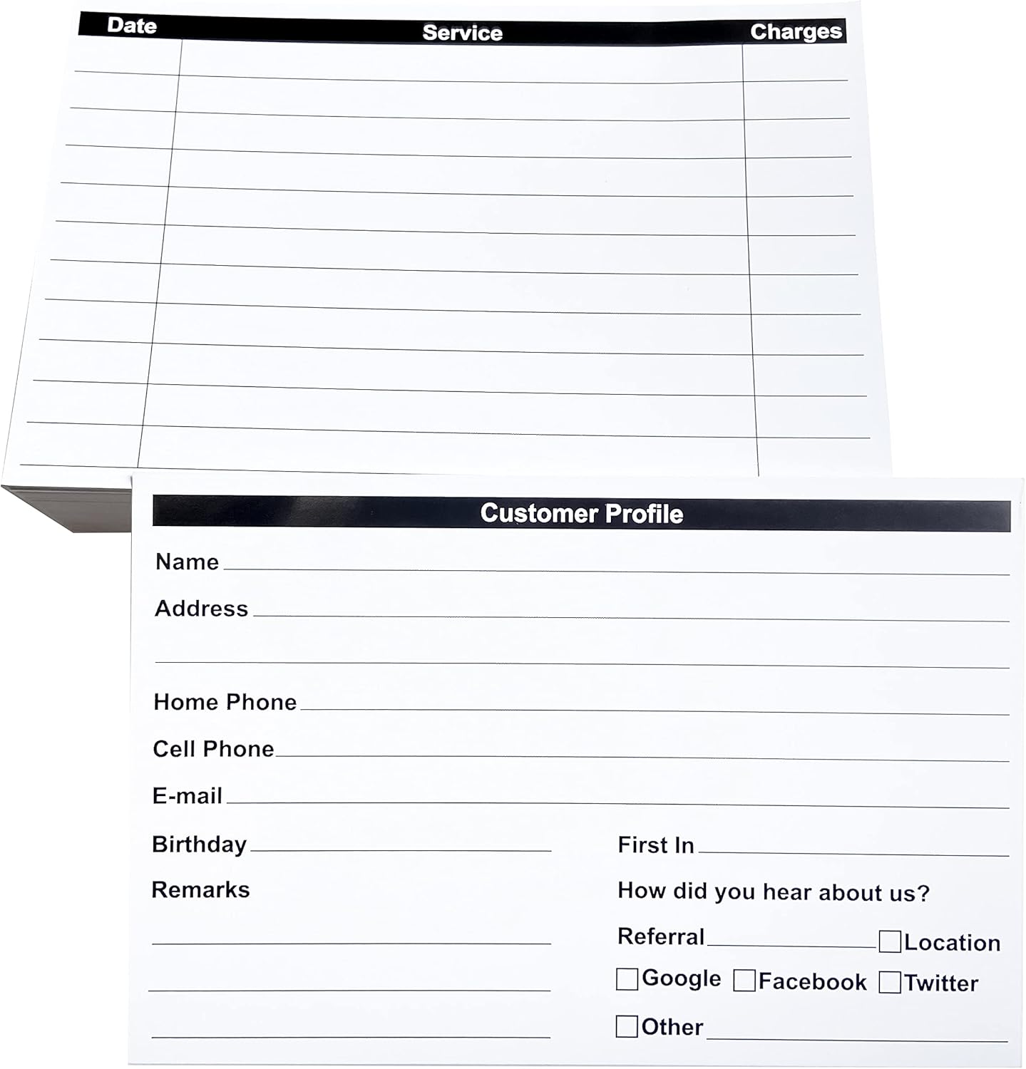 RXBC2011 Customer Profile Card Client Profile Cards for Businesses and Stores (6 x 4 Inches White Pack of 100)
