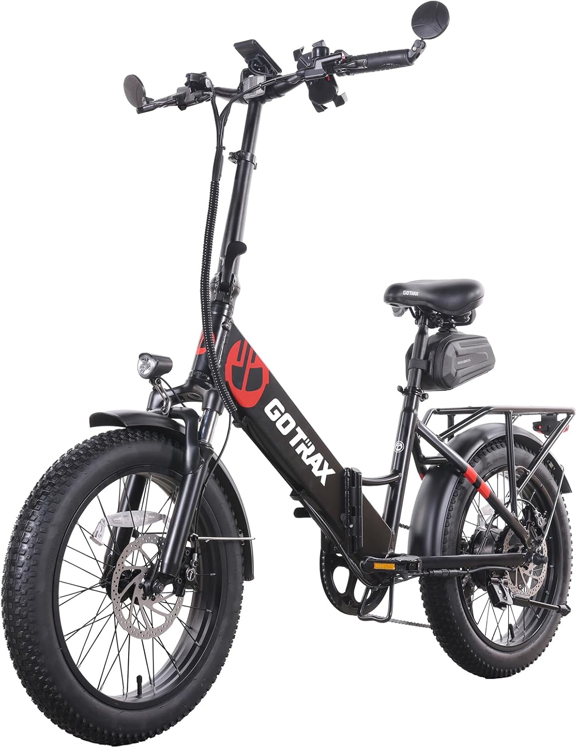 Gotrax 20" Folding Electric Bike with 55 Miles (Pedal-assist1) by 48V Battery, 20Mph Power by 500W, Smart LCD Display and 5 Pedal-Assist Levels, 7-Speed&Front Shock Absorber for Off-Road Bicycle