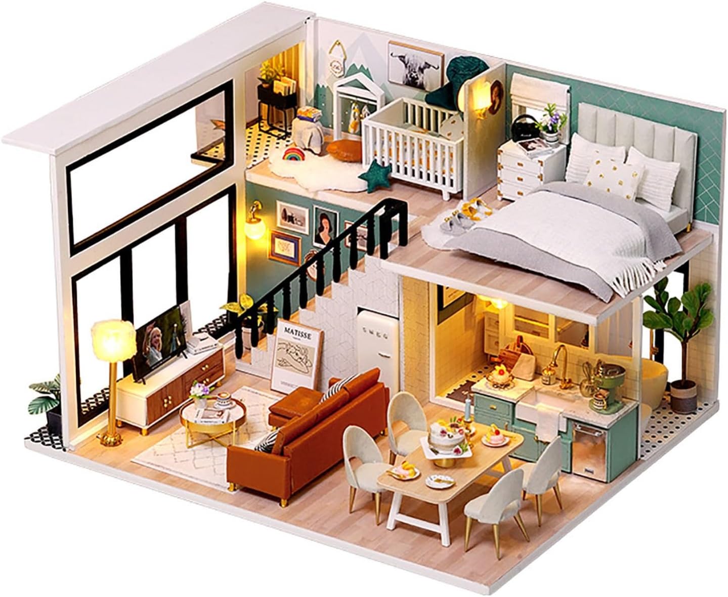 DIY Miniature Dollhouse Kit, Miniature House 1:24 Scale,Multifunctional Kit with Dust Cover and LED Lighting Great Handmade Crafts Gift for Birthday Halloween