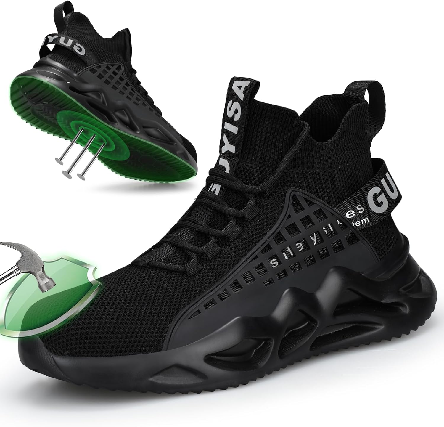 Steel Toe Shoes for Men Comfortable Work Shoes Safety Indestructible Puncture Proof Lightweight Steel Toe Sneakers Construction Work Utility Footwear Construction Industrial Sneakers