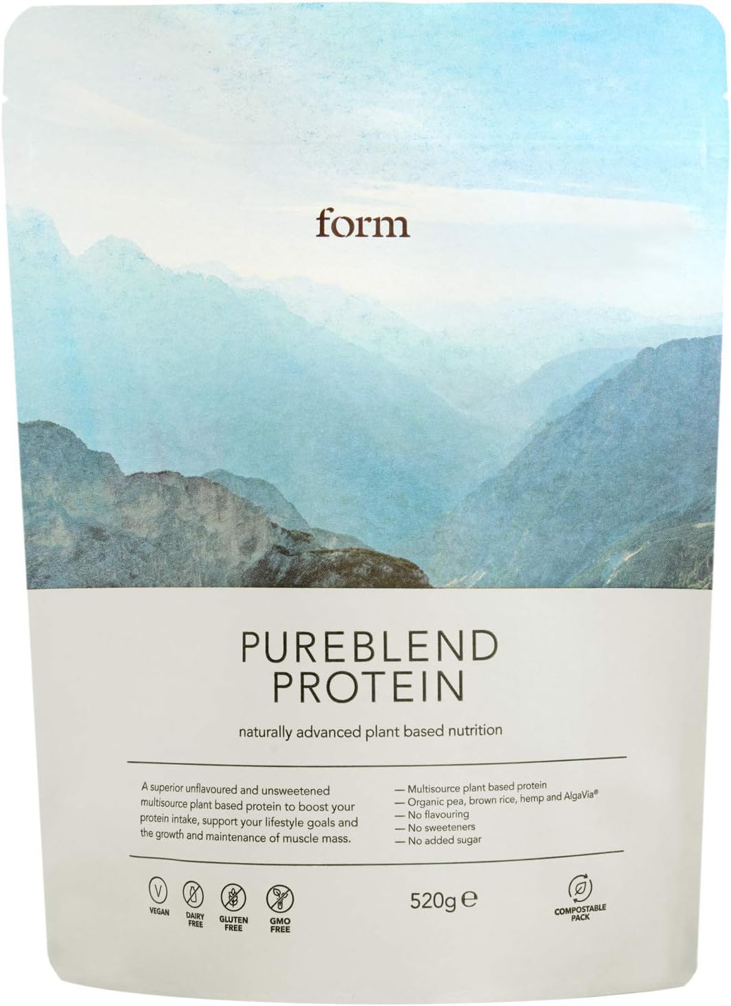 Form Pureblend Protein - Unflavoured and Unsweetened Vegan Protein Powder - 15g of Plant Based Protein per Serving. Perfect for Your Smoothies, Cooking and Baking.
