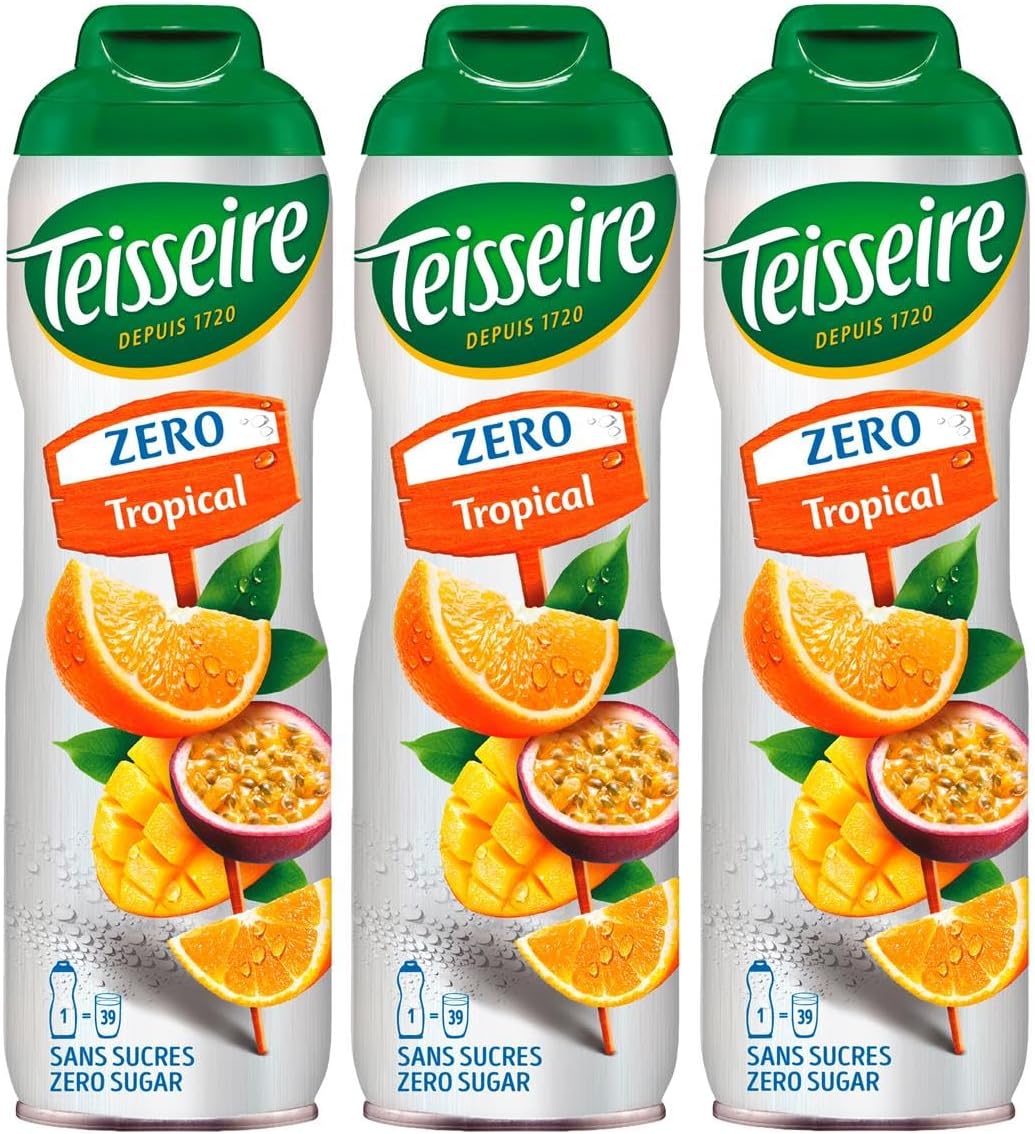Pack of 3 syrups Teisseire 0% Sugar Tropical Fruit - 3 x 600ml