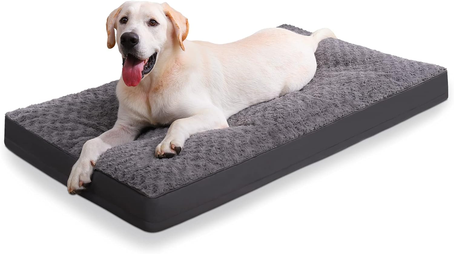 Dog Crate Bed Waterproof Dog Beds for Medium Dogs Rose Velvet Soft Fluffy Washable Dog Bed with Removable Cover & Anti-Slip Bottom, 41 x 27 Inch, Gray