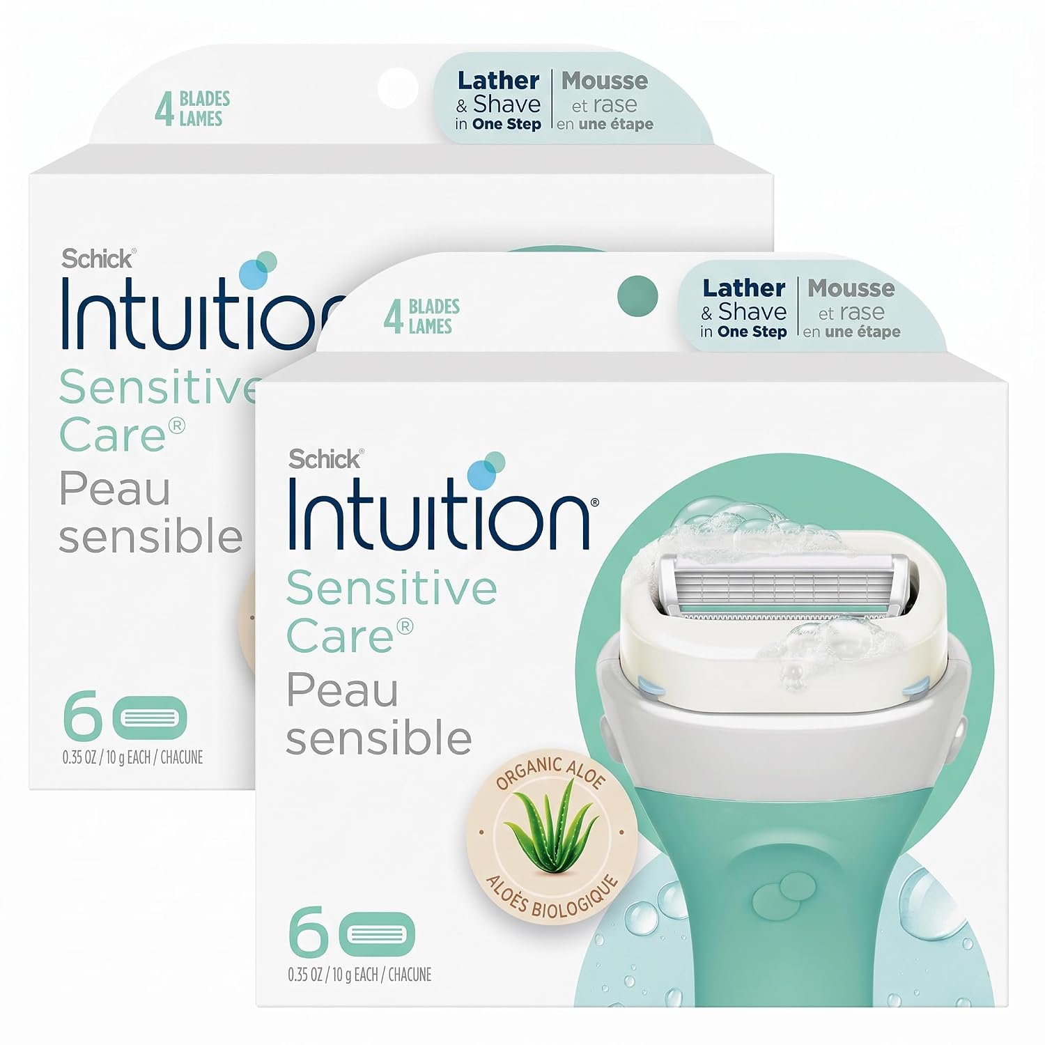 INTUITION Schick Refill,Razors for Women Sensitive Skin | Intuition Razor Blades Refill with Organic Aloe,Razor Refills,6 Count (Pack of 2)