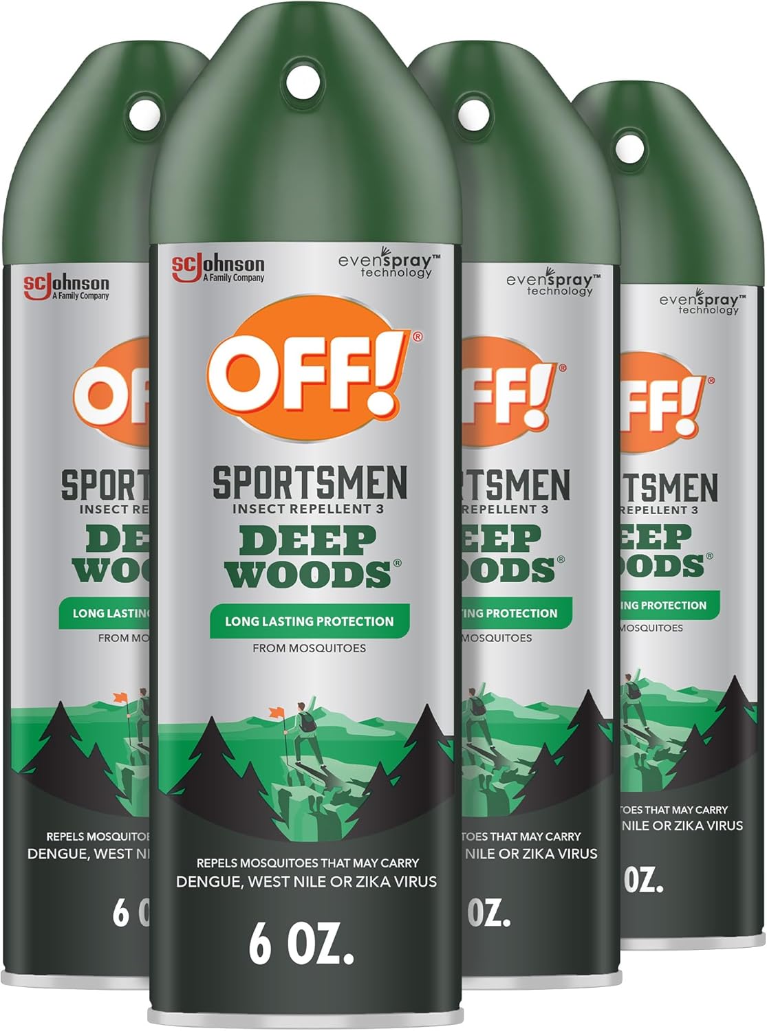 OFF! Deep Woods Sportsmen Insect Repellent Aerosol, Bug Spray Containing 30% Deet, Protects Against Mosquitoes, 6 Oz, 4 Count