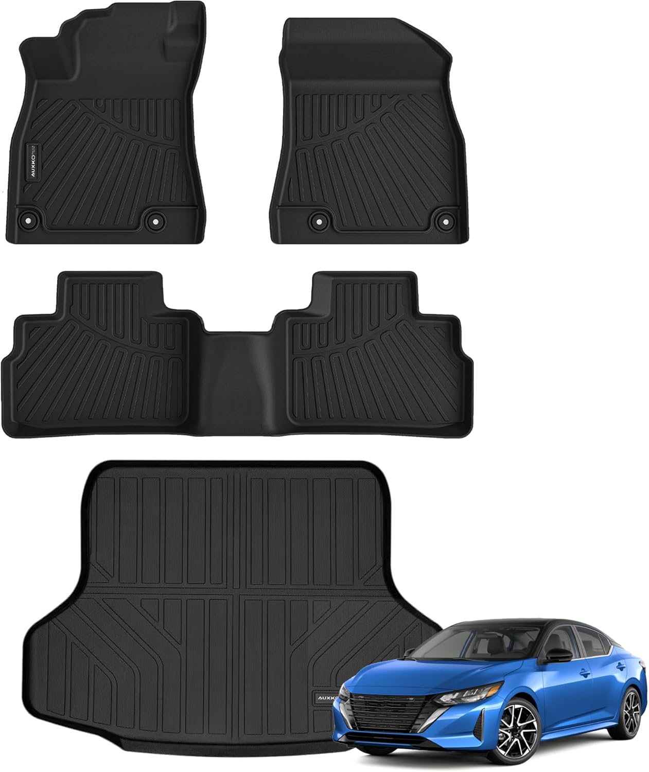 All Weather Floor Mats Cargo Mat Fit for Nissan Sentra 2020-2025 TPE Liners Sentra Accessories Set All Season Guard Odorless Anti-Slip Floor Mats Cargo Mat Black