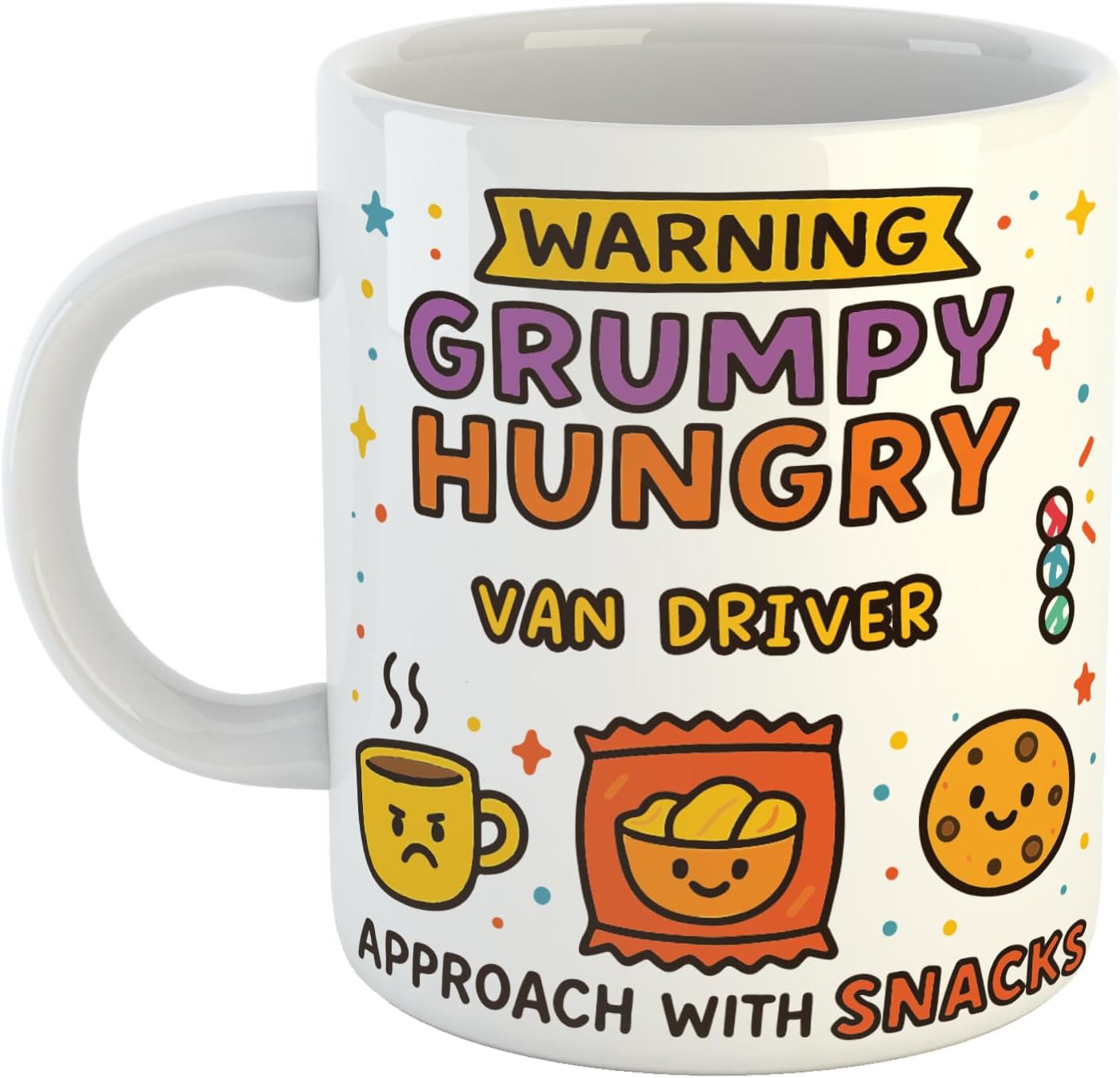 Just The Shirt Warning Hungry Grumpy Van Driver Approach with Snacks Funny Coffee Mug Gift for Office Desk, Home Present for Birthdays or Retirement