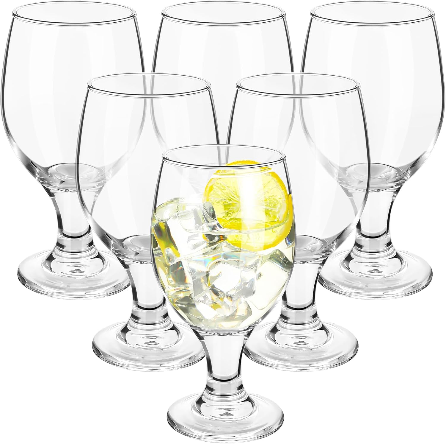 Patelai Set of 6 Clear Glasses 13.5 oz Water Goblet Glass Stemmed Water Glasses for Juice Wine Beer Tea Milk Cold Beverages Drinks Dishwasher Safe