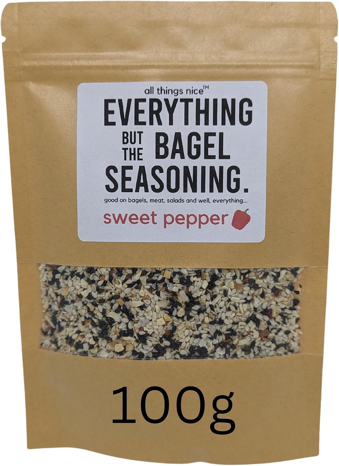 Sweet Pepper Everything But The Bagel Seasoning Mix, 100g, Made in the UK, Season Meats, Eggs and More Mixed Spices