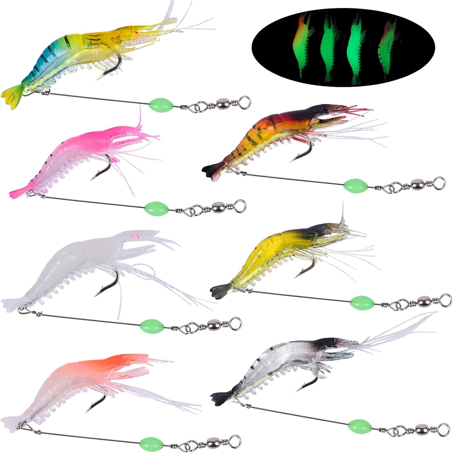 Cozlly 7pcs Artificial Shrimp Bait,Plastic Soft Shrimp Fishing Tackle,Artificial Soft Baits Set,Fishing Lures,Artificial Shrimp Bionic Lures,Plastic Shrimp Bait,Fishing Shrimps,for Outdoor Fishing