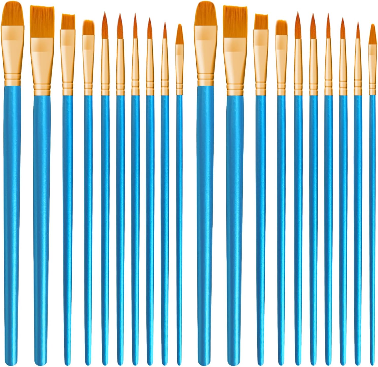 CNMTCCO Paint Brushes 20 PCS Nylon Hair Paint Brushes Set for Acrylic Oil Watercolor Gouache Painting Face Paint Brushes for Children and Adults (Blue)