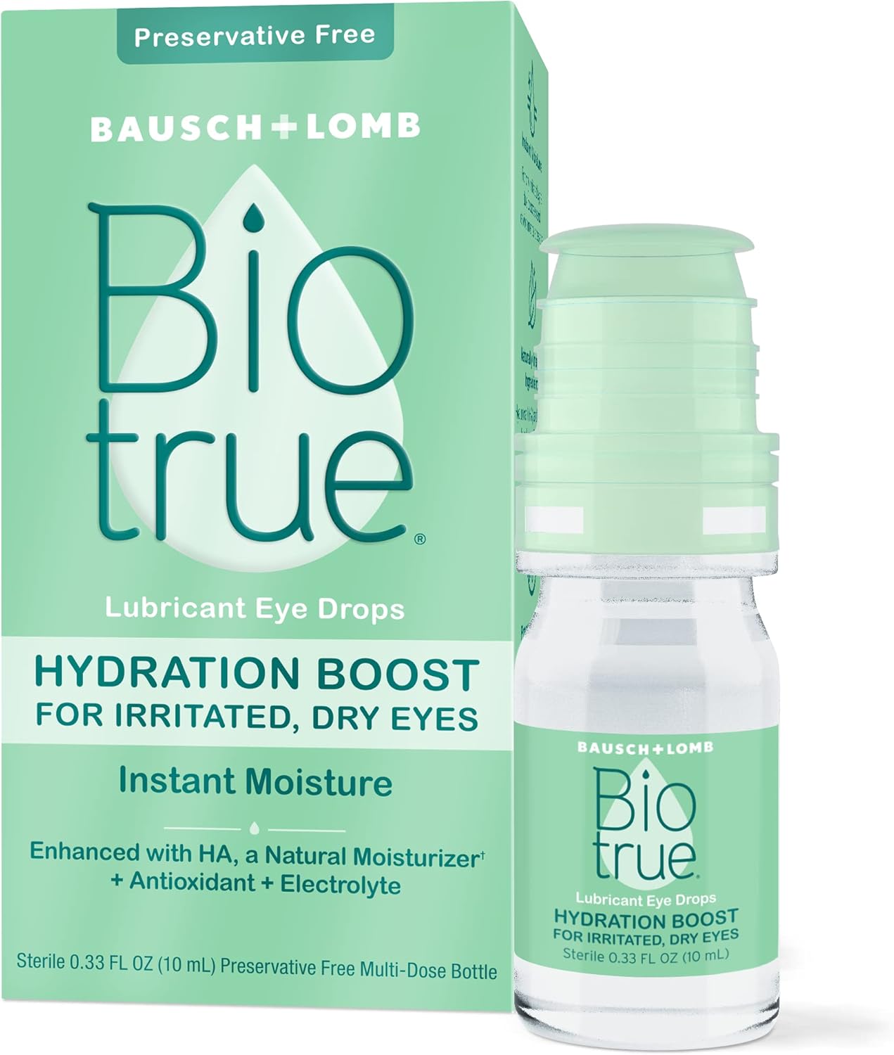 Biotrue Hydration Boost, Preservative-Free Eye Drops for Dry Eyes, Instantly Moisturizes, Clears and Rehydrates, Contact Lens Friendly, Refresh & Relieve Eye Irritation, 0.33 FL Oz (Pack of 1)