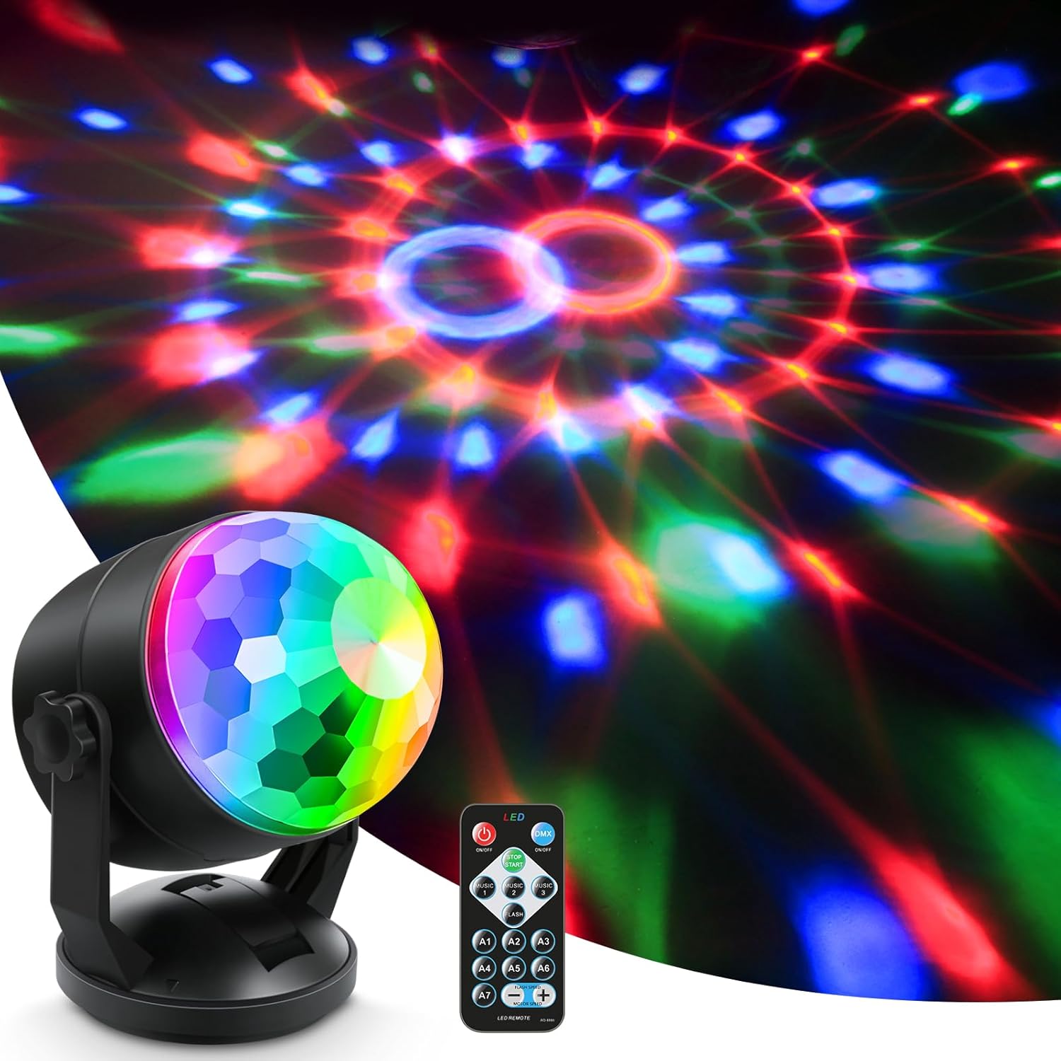 Luditek Disco Ball for Kids Dance Party Decor Strobe Lights, Sound Activated Led Light DJ w/Remote, Kids Karaoke Parties Supplies Halloween Christmas Birthday Gifts for Boys Girls Room Home Indoor