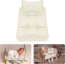 M&G House Newborn Photography Props Mattress Pillow Photography Accessories Baby Photoshoot Props Bed Mattress Bed Mat(Beige White)