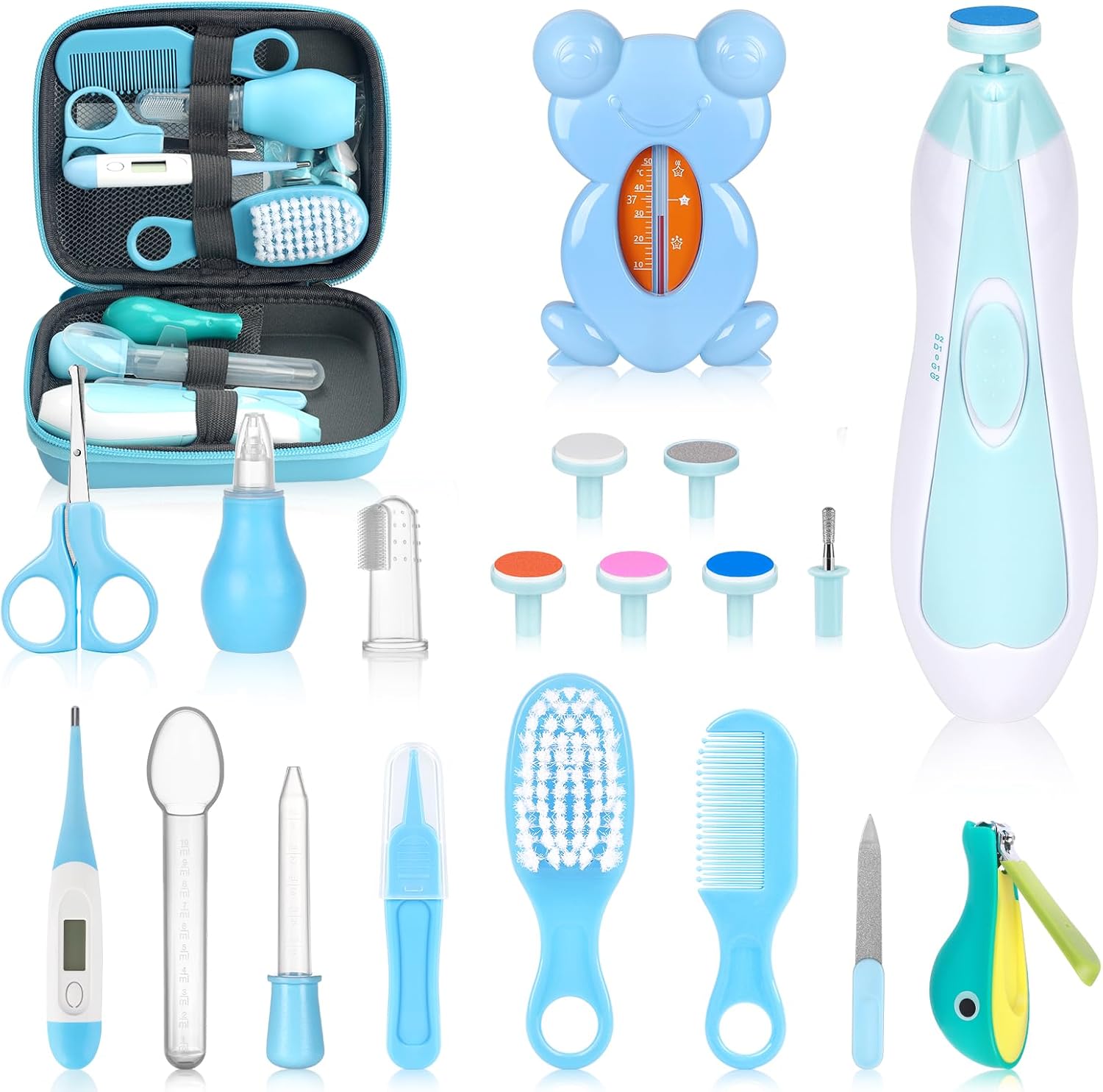 Baby Healthcare and Grooming Kit, Portable Baby Safety Care Set, Baby Essentials kit for Newborn (Blue 26 in 1)