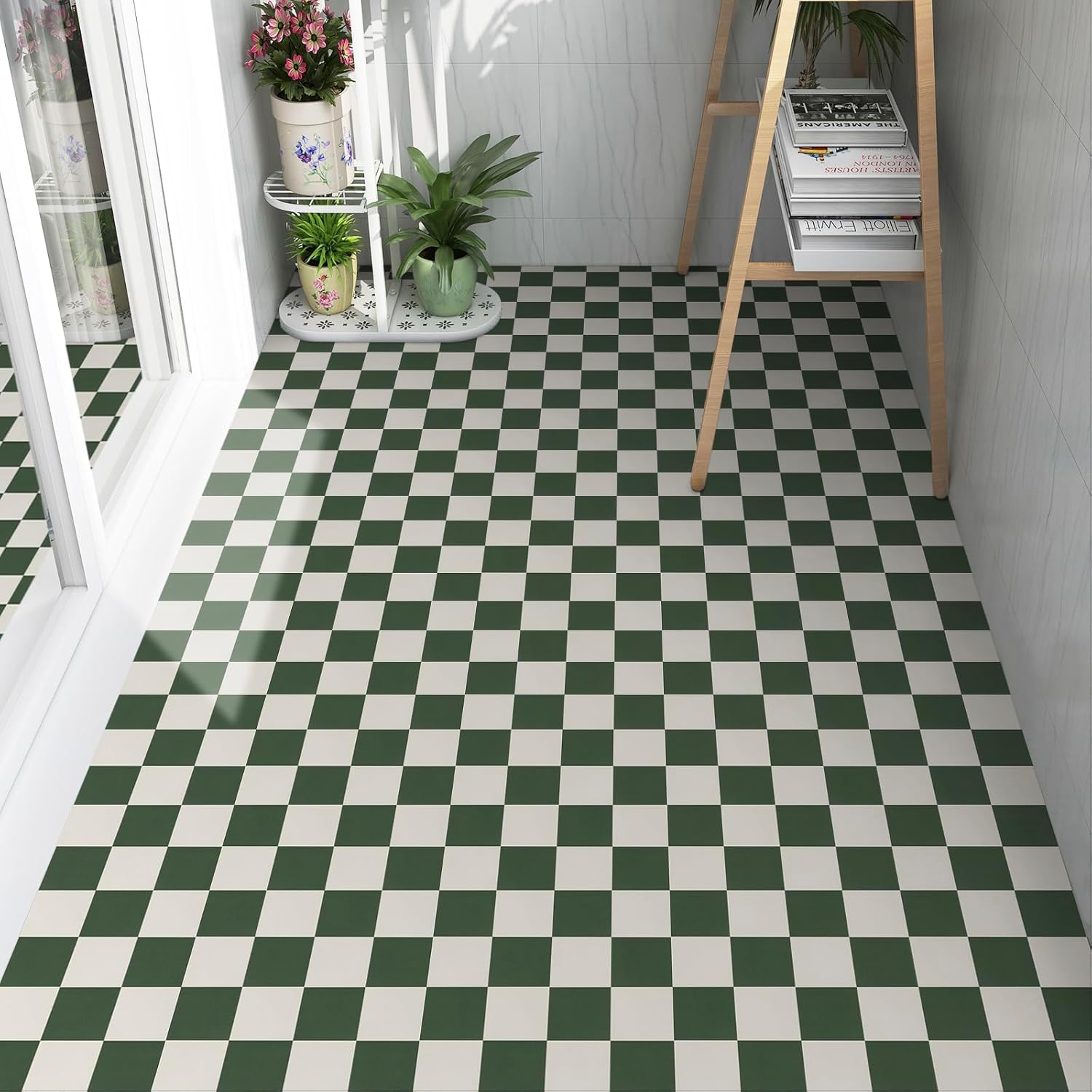 Floor Tiles Self Adhesive Vinyl Flooring, Peel and Stick Floor Tiles Waterproof Effect for Bathroom Kitchen Living Room Inner Porch, 30x30cm 18pcs(1.6㎡)