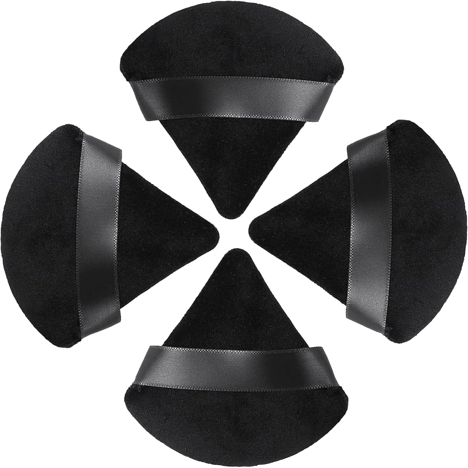 HEYMKGO Powder Puff, 4pcs Triangle Powder Puffs for Pressed Powder, Velvet Setting Makeup Puff Powder Sponge with Strap, Reusable Wet Dry Dual-use Face Make Up Cosmetics Cleansing Beauty Make-up Puff