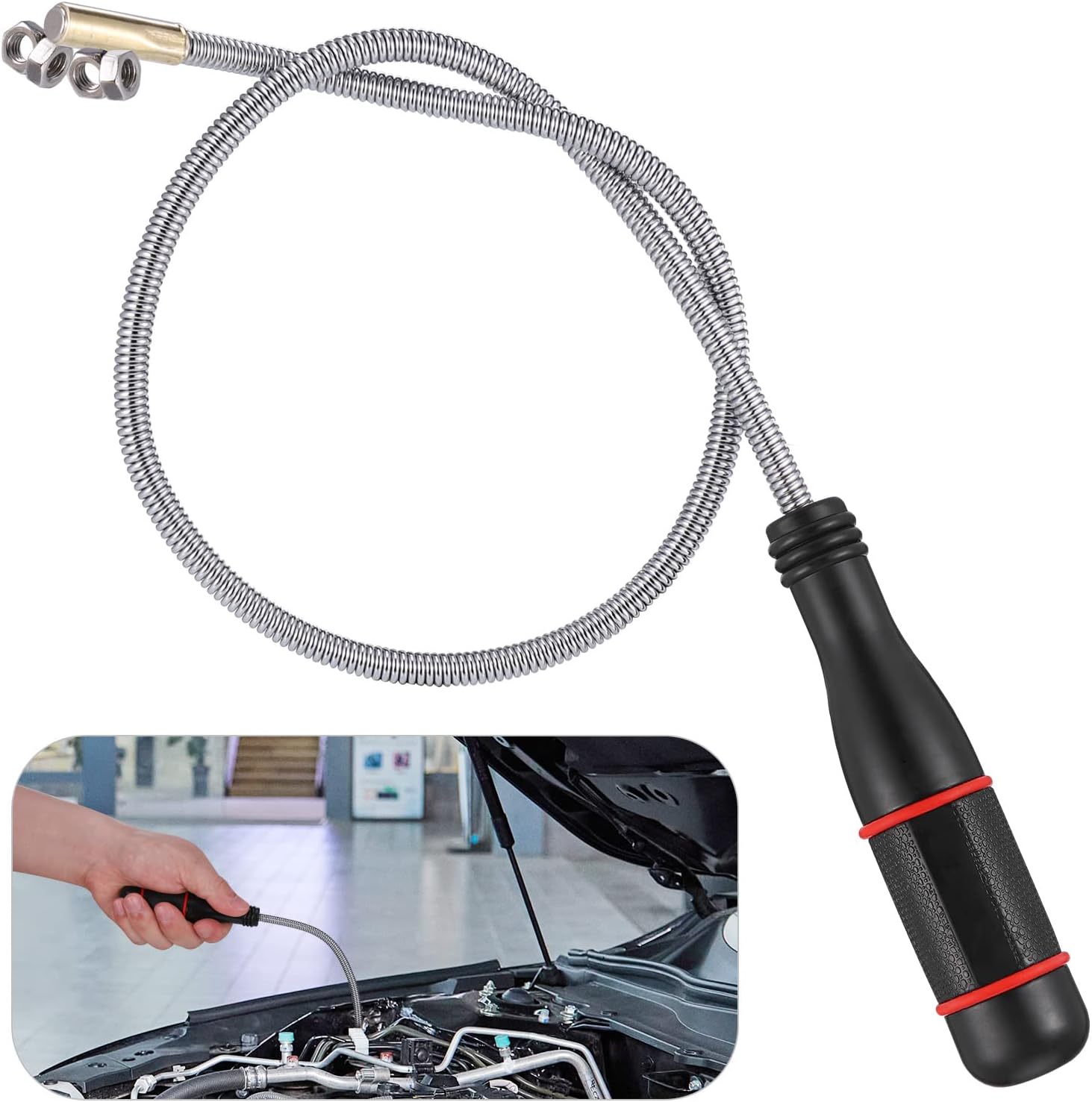 60CM Flexible Magnetic Pickup Tool, Strong Magnetic Pick Up Tools with Non-Slip Handle, Telescopic Magnet, Portable Magnetic Pick up Tool, Mechanic Tools for Men