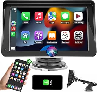 2024 Portable carplay Screen for car NavigateFor Apple/Android Mobile Phone Car,Connect The Speaker, 7 Inch IPS Touch Screen Wireless Car Play Driveplay Multimedia,FM Mirror Link, Siri Voicecontrol