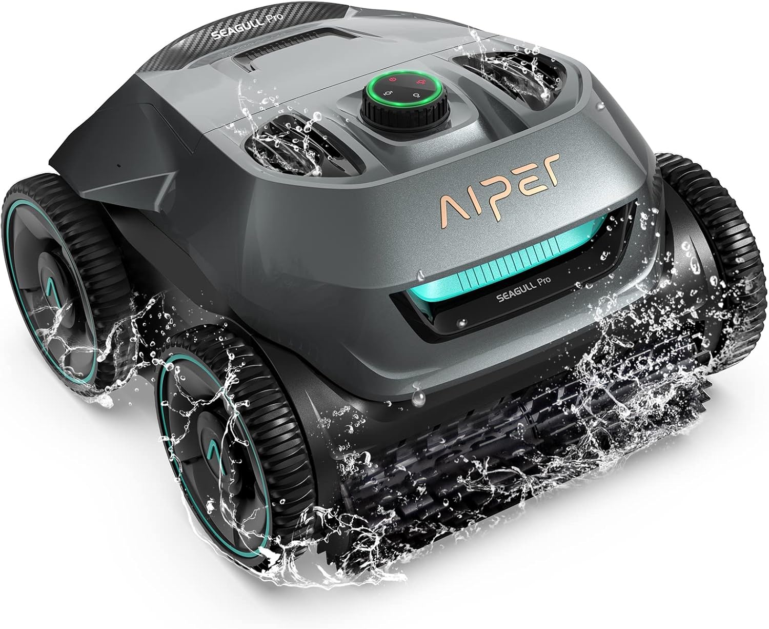AIPER Cordless Robotic Pool Cleaner, WavePath Navigation, Wall-Climbing, Quad-Motor, 150 mins Runtime for Inground Pools up to 1,600 sq.ft, Seagull Pro ZT6002