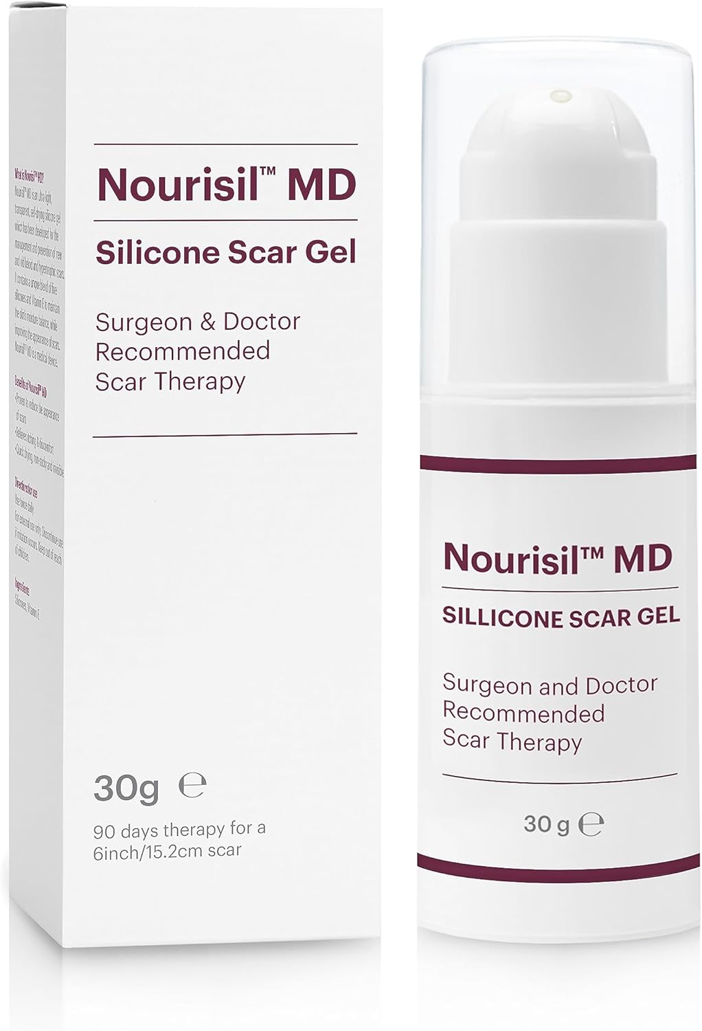 Nourisil MD - Silicone Gel for Scar Removal - Surgeon, Midwife & Healthcare Professional Scar Therapy - Proven to Quickly Reduce The Appearance of Scars - 30g Pack