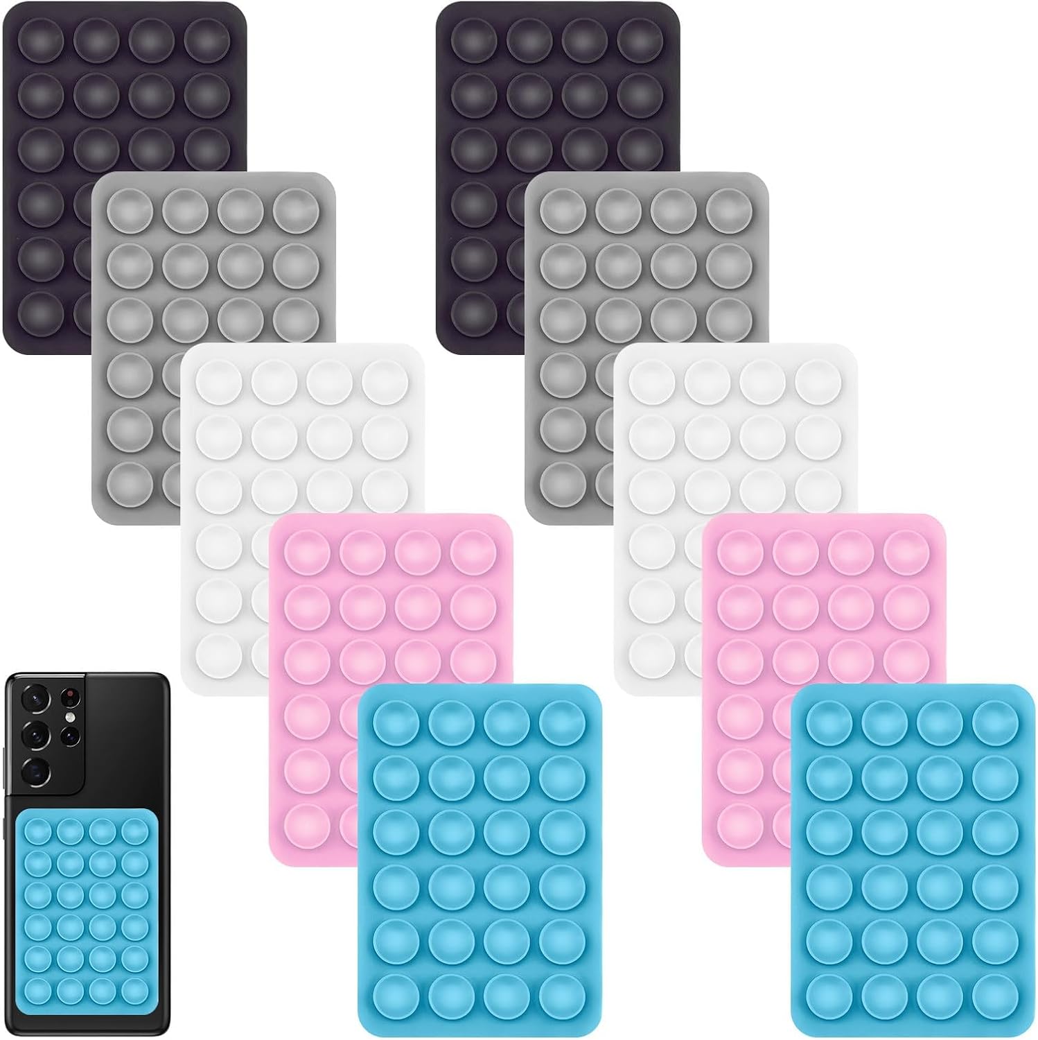 10Pcs Phone Sticky Pad Grip,Silicone Sticky Phone Grip,Suction Handset Holder for Selfies and Videos(5 colors)