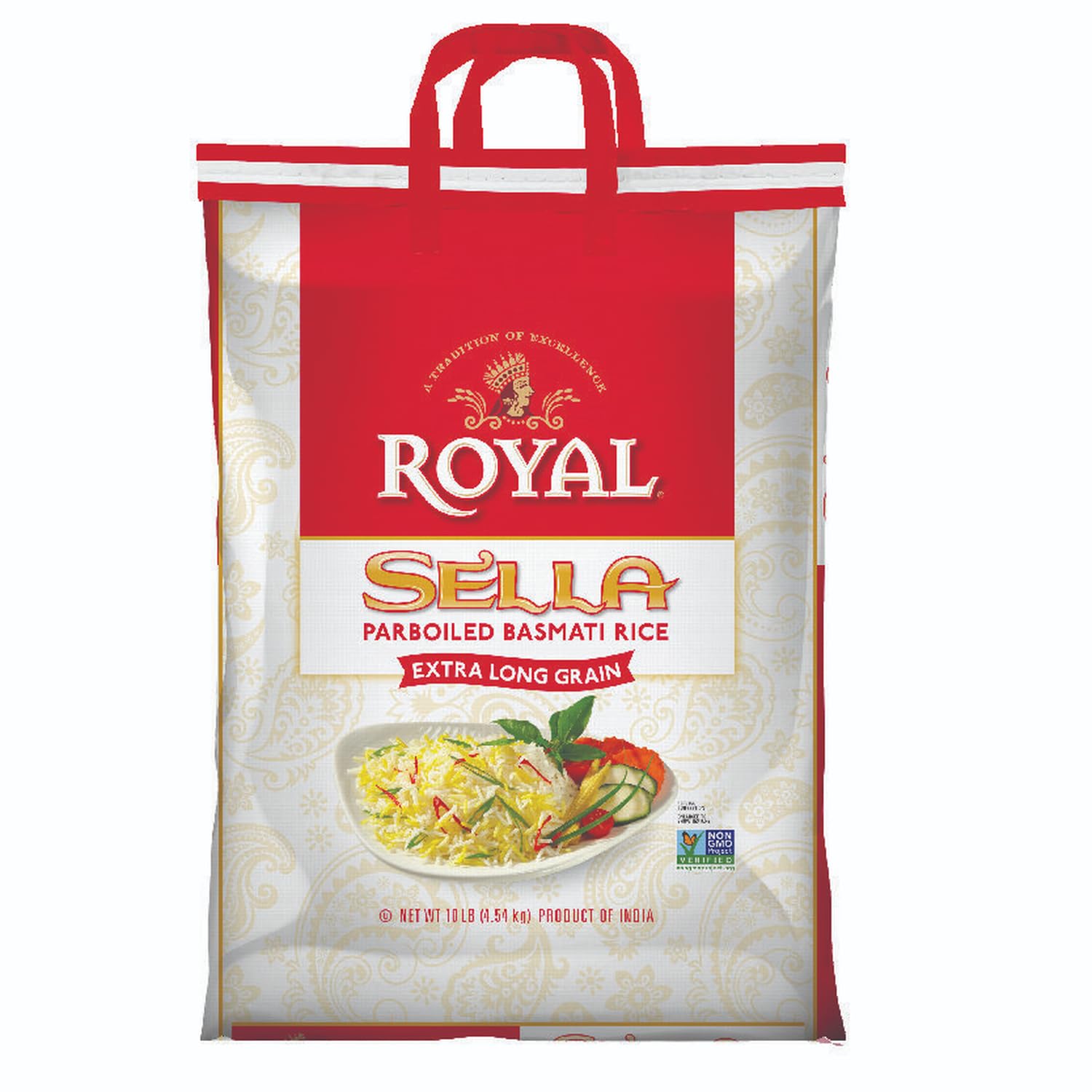Royal Chef's Secret Sella Basmati Rice - Authentic Extra Long Grain Parboiled Basmati White Rice - 10 lb Bag