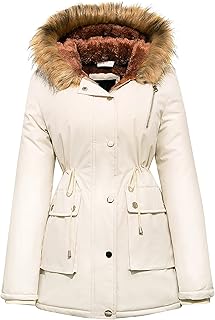 Garemcy Womens Winter Water-reprllent Coat Thicken Puffer Jacket Warm Fleece Lined Parka With Fur Hood Coat